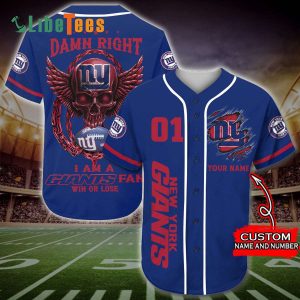 Personalized New York Giants Baseball Jersey, Golden Skull