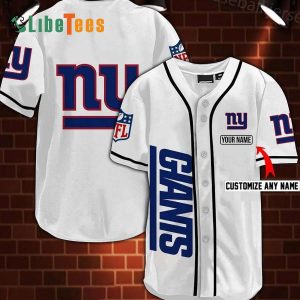 Personalized New York Giants Baseball Jersey, Simple White Design