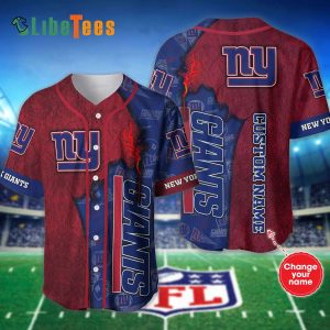 Personalized New York Giants Baseball Jersey, Unique Red Blue Design