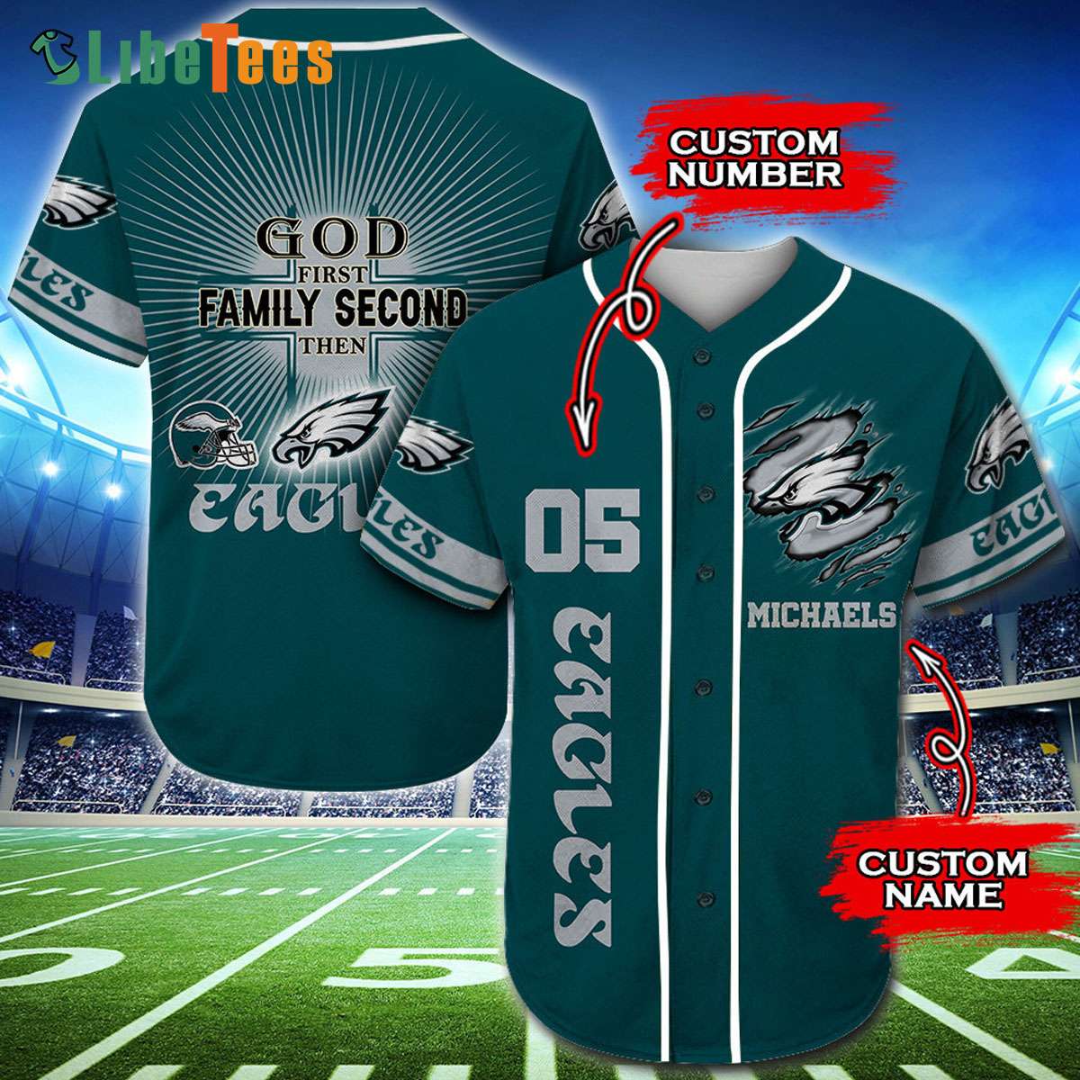 Philadelphia Eagles Baseball Jersey Green Black Eagles Gift - Personalized  Gifts: Family, Sports, Occasions, Trending