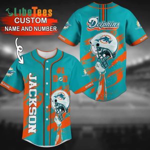 Personlized Miami Dolphins Baseball Jersey, Helmet Graphic