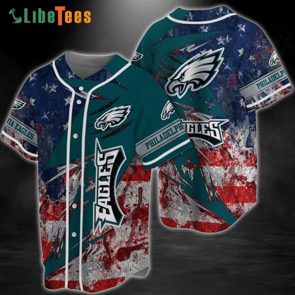 Philadelphia Eagles Baseball Jersey American Flag