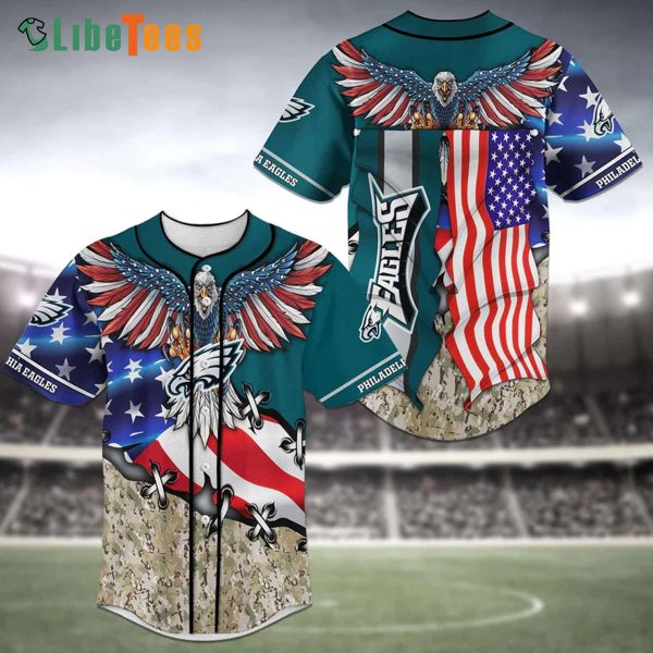 Philadelphia Eagles Baseball Jersey Eagle American Flag