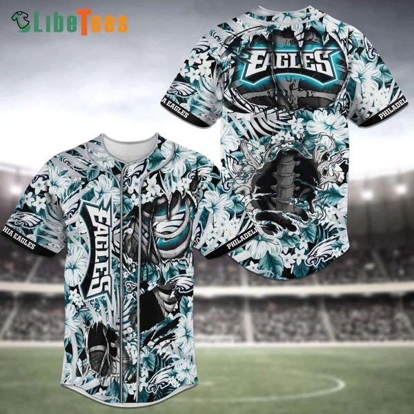 Philadelphia Eagles Baseball Jersey Flower Skeleton