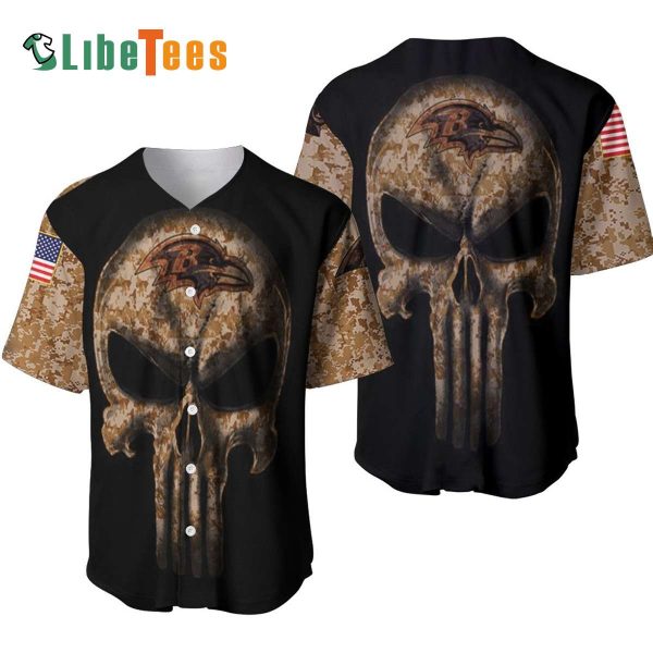 Baltimore Ravens Baseball Jersey, Camouflage Skull