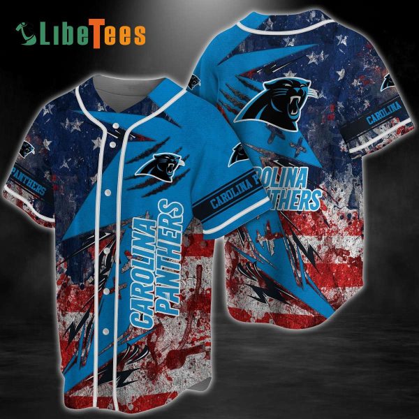 Carolina Panthers Baseball Jersey, America Flag Pattern