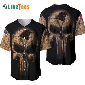 Carolina Panthers Baseball Jersey, Camouflage Skull