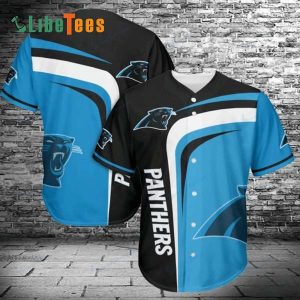 Carolina Panthers Baseball Jersey, Simple Black Blue Design