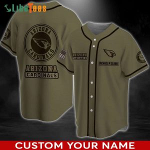 Custom Name Arizona Cardinals Baseball Jersey Army Green