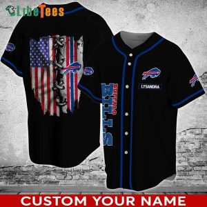 Custom Name Buffalo Bills Baseball Jersey American Flag