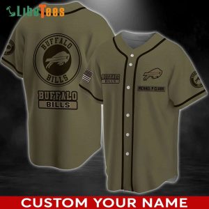 Custom Name Buffalo Bills Baseball Jersey Army Style