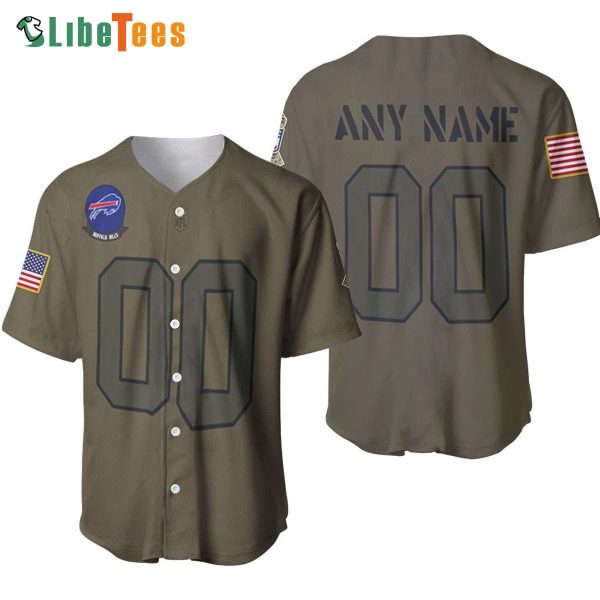 Custom Name Buffalo Bills Baseball Jersey Camo