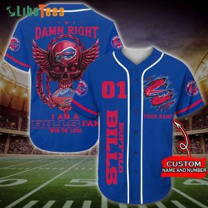Custom Name Buffalo Bills Baseball Jersey Skull I Am A Bills Fan