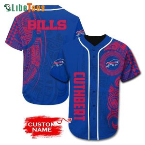 Custom Name Buffalo Bills Baseball Jersey Tribal Pattern