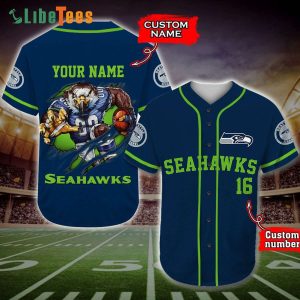 Custom Name Seattle Seahawks Baseball Jersey Mascot