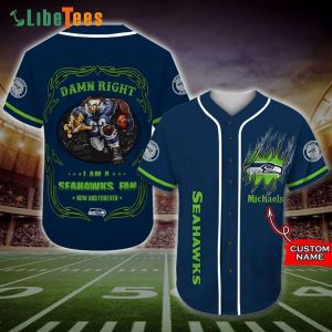 Custom Name Seattle Seahawks Baseball Jersey Mascot Damn Right