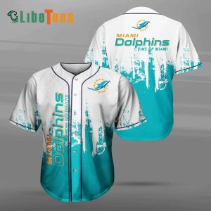 Miami Dolphins Baseball Jersey, Simple Blue White Design