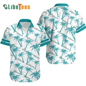 Miami Dolphins Hawaiian Shirt, Coconut Tree, Button Down Hawaiian Shirt