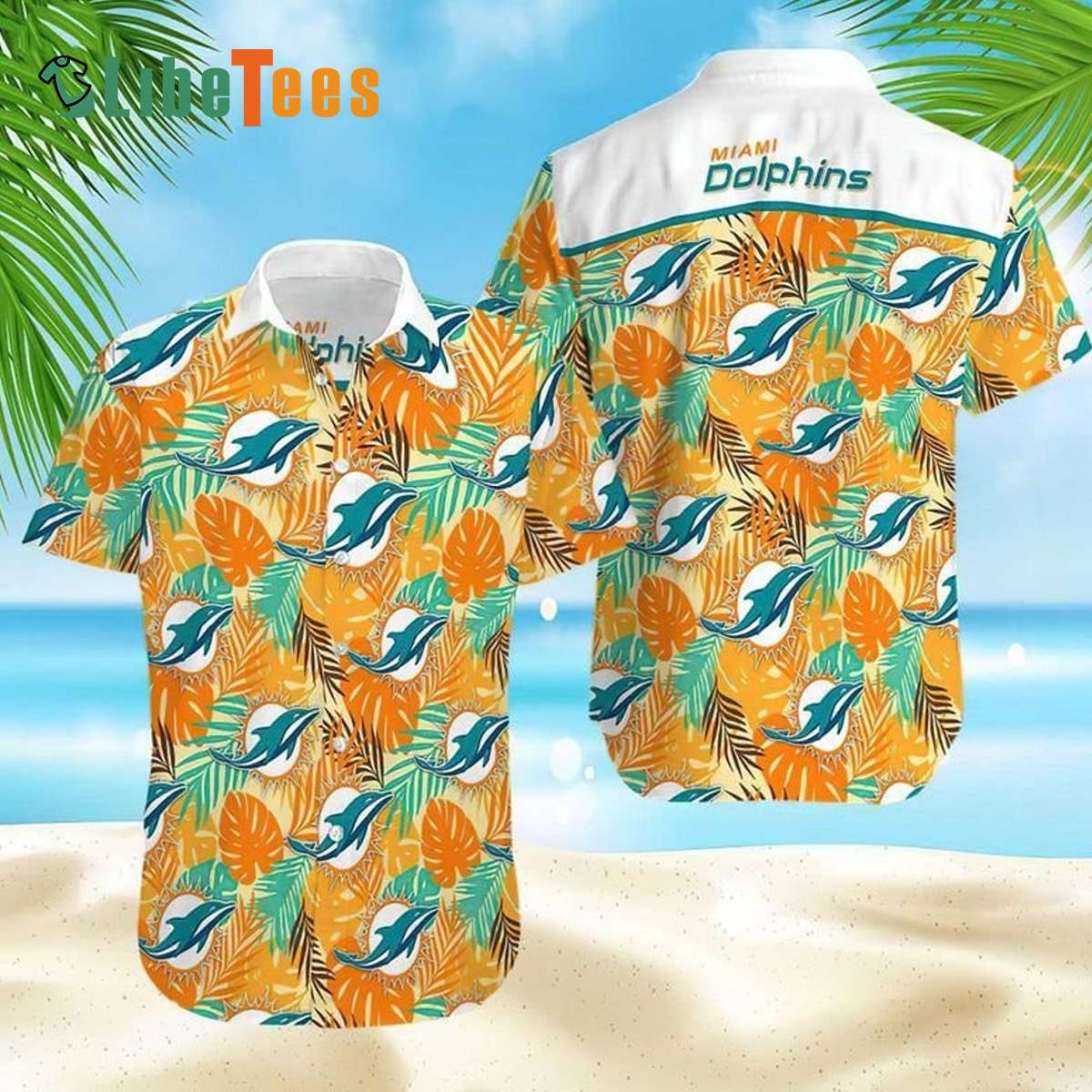 NFL Miami Dolphins Leaf Pattern Hawaiian Shirt And Shorts