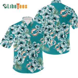 Miami Dolphins Hawaiian Shirt, Tropical Flower, Tropical Hawaiian Shirt