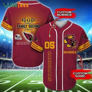 Personalized Arizona Cardinals Baseball Jersey God First Family Second Then