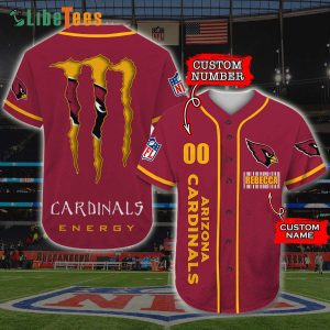Personalized Arizona Cardinals Baseball Jersey Monster Energy
