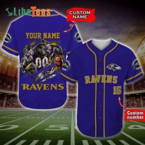 Personalized Baltimore Ravens Baseball Jersey, Fathead Mascot