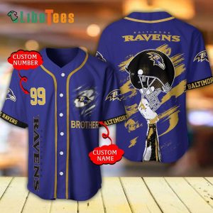 Personalized Baltimore Ravens Baseball Jersey, Helmet Graphic