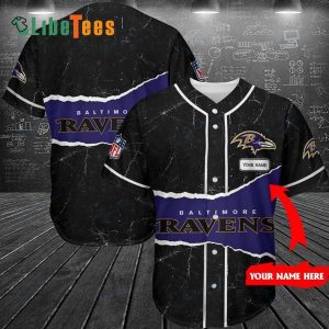 Personalized Baltimore Ravens Baseball Jersey, Logo Pattern