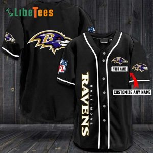 Personalized Baltimore Ravens Baseball Jersey, Simple Black Design