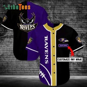 Personalized Baltimore Ravens Baseball Jersey, Simple Purple Black Design