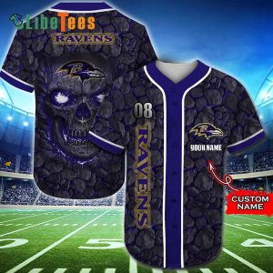 Personalized Baltimore Ravens Baseball Jersey, Skull Rock