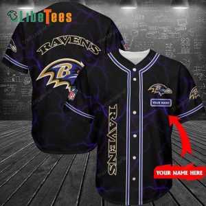 Personalized Baltimore Ravens Baseball Jersey, Thunder Graphic