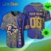 Personalized Baltimore Ravens Baseball Jersey, Unique Grey Purple Design