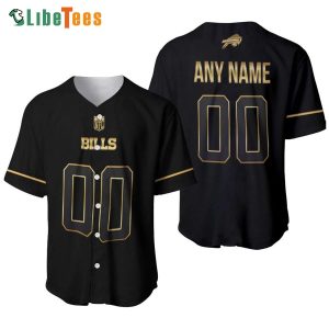 Personalized Buffalo Bills Baseball Jersey Black Golden Edition