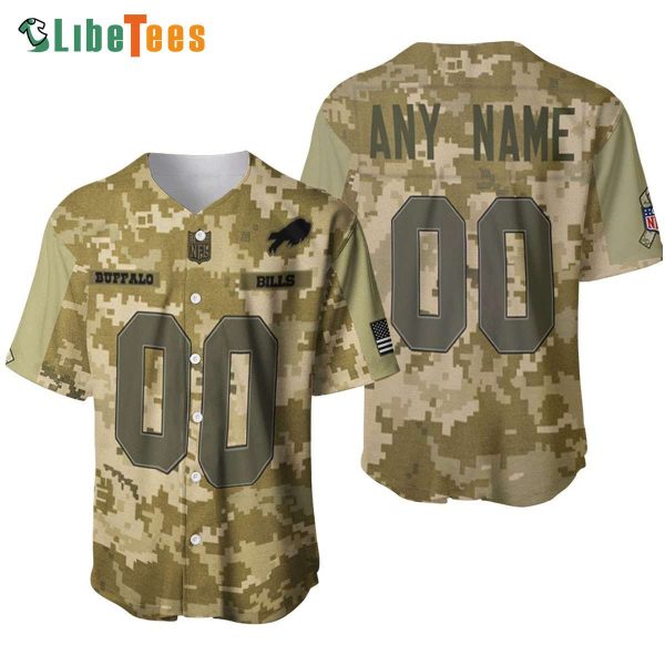 Personalized Buffalo Bills Baseball Jersey Logo Camouflage