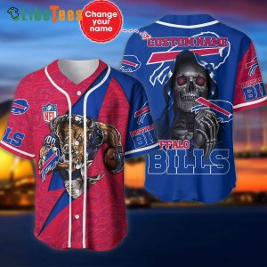 Personalized Buffalo Bills Baseball Jersey Mascot And Skull