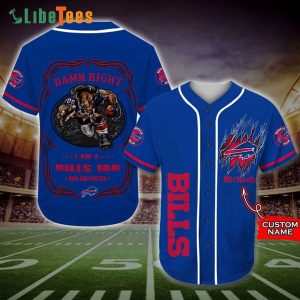 Personalized Buffalo Bills Baseball Jersey Mascot Damn Right