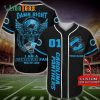 Personalized Carolina Panthers Baseball Jersey, Golden Skull Damn Right