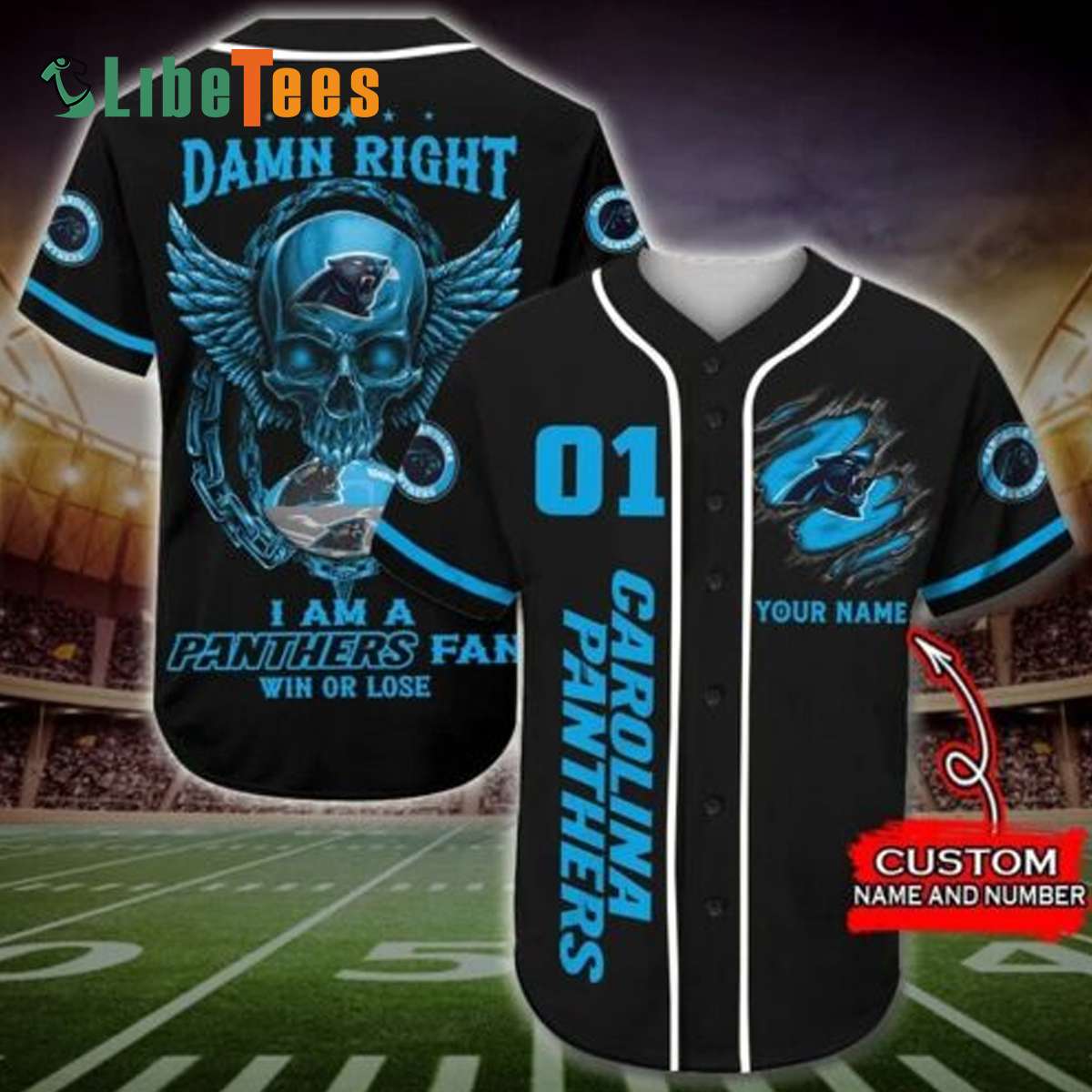 Custom Panthers Baseball Jersey Grim Reaper Carolina Panthers Gifts For Him  - Personalized Gifts: Family, Sports, Occasions, Trending