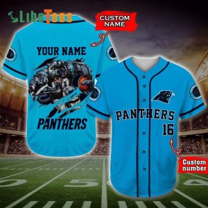 Personalized Carolina Panthers Baseball Jersey, Mascot Graphic