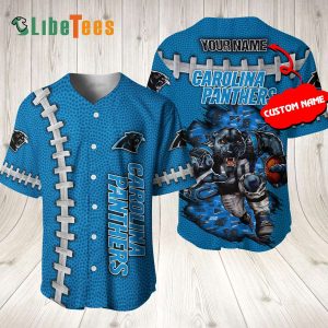 Personalized Carolina Panthers Baseball Jersey, Mascot Logo