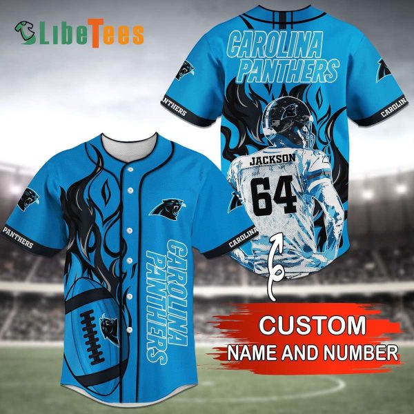 Personalized Carolina Panthers Baseball Jersey, Player And Fire Rugby