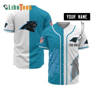 Personalized Carolina Panthers Baseball Jersey, Simple Blue White Design