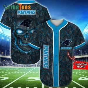 Personalized Carolina Panthers Baseball Jersey, Skull Rock