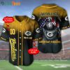 Personalized Green Bay Packers Baseball Jersey American Flag And Skellington