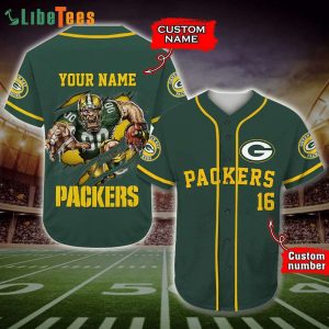 Personalized Green Bay Packers Baseball Jersey Fathead Mascot Graphic