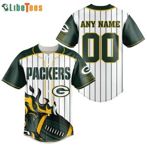 Personalized Green Bay Packers Baseball Jersey Fire Rugby Graphic