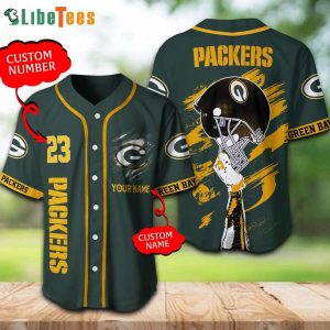 Personalized Green Bay Packers Baseball Jersey Helmet And Logo