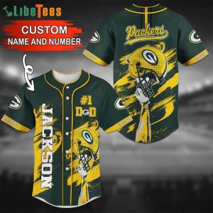 Personalized Green Bay Packers Baseball Jersey Logo And Helmet